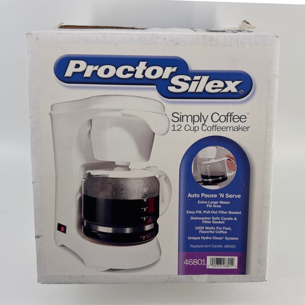 Proctor Silex Simply Coffee Coffeemaker 12 Cup White 46801 Auto Pause N Serve